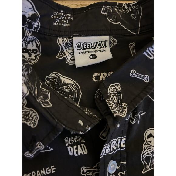 Creepy Co Button Down Shirt Mens 4XL Vintage Horror Comics Printed Hawaiian - Picture 8 of 10